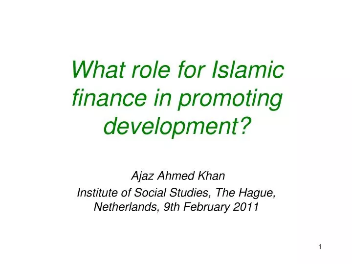 what role for islamic finance in promoting development