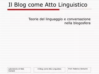 il blog come atto linguistico