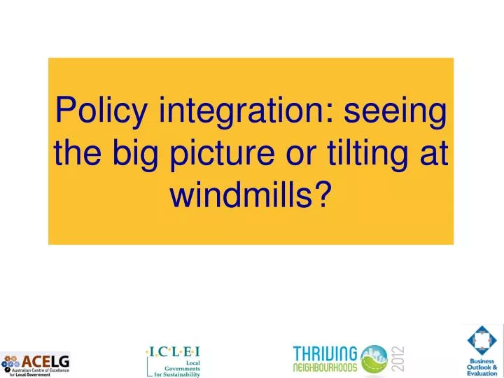 policy integration seeing the big picture or tilting at windmills