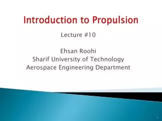 Introduction to Propulsion