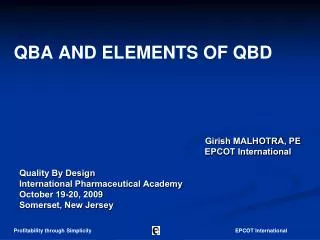 QBA AND ELEMENTS OF QBD
