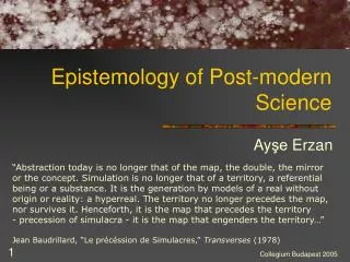 Epistemology of Post-modern Science