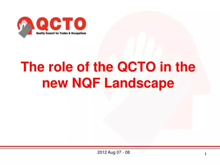 the role of the qcto in the new nqf landscape