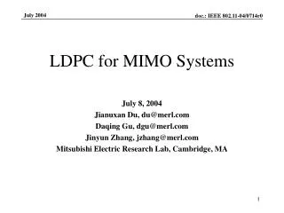 LDPC for MIMO Systems