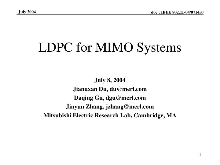 ldpc for mimo systems