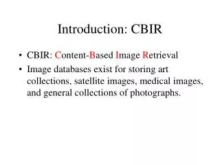 Introduction: CBIR