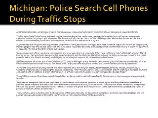 Michigan: Police Search Cell Phones During Traffic Stops