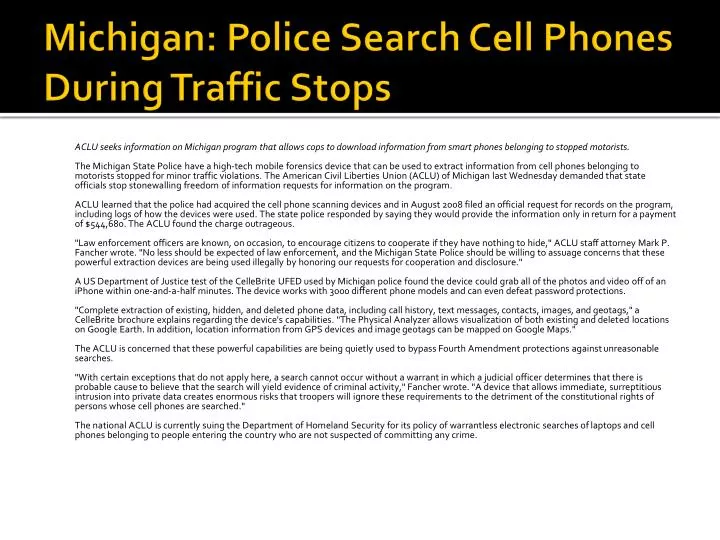 michigan police search cell phones during traffic stops