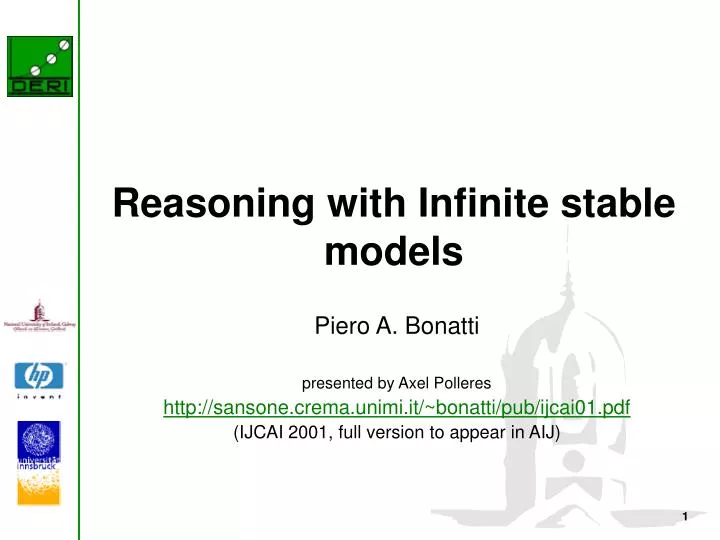 reasoning with infinite stable models