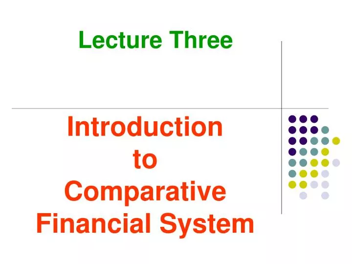 introduction to comparative financial system