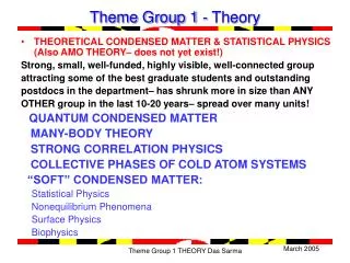 Theme Group 1 - Theory