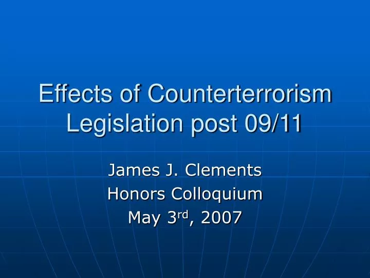 effects of counterterrorism legislation post 09 11