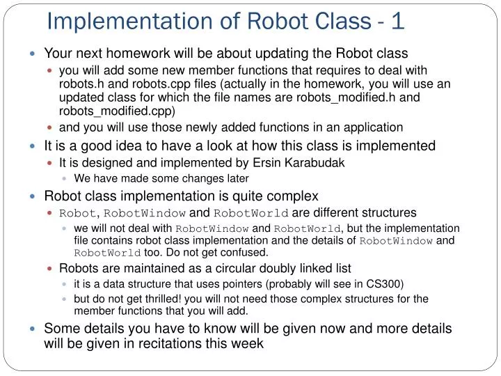 implementation of robot class 1