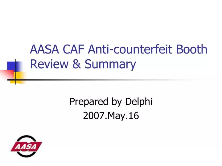aasa caf anti counterfeit booth review summary