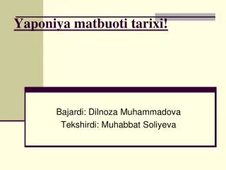 yaponiya matbuoti tarixi