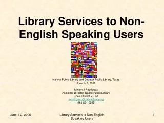 Library Services to Non-English Speaking Users