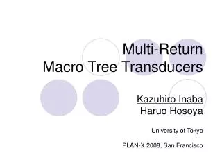 Multi-Return Macro Tree Transducers