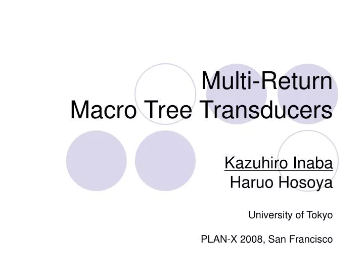 multi return macro tree transducers