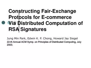 Constructing Fair-Exchange Protocols for E-commerce Via Distributed Computation of RSA Signatures