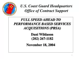 U.S. Coast Guard Headquarters Office of Contract Support