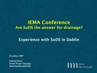Experience with SuDS in Dublin
