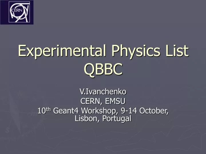 experimental physics list qbbc