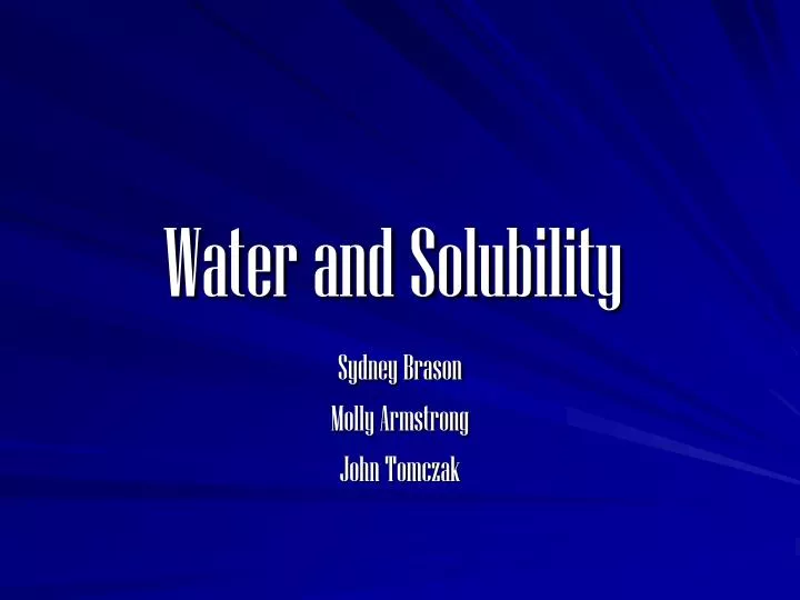 water and solubility