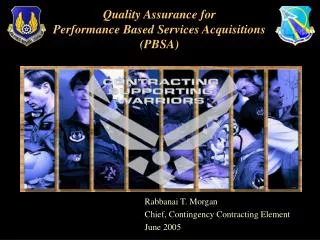 Quality Assurance for Performance Based Services Acquisitions (PBSA)
