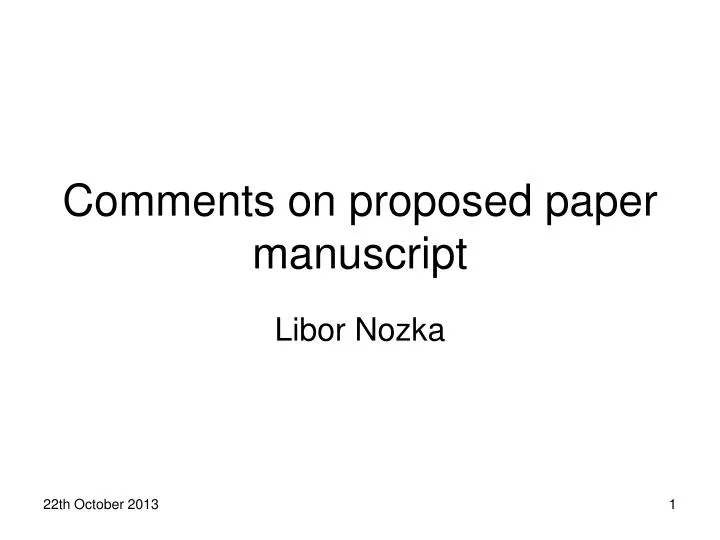 comments on proposed paper manuscript
