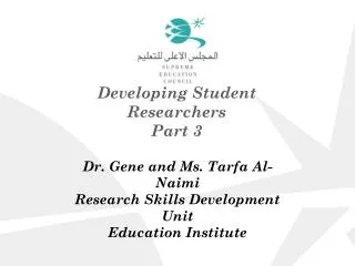 Developing Student Researchers Part 3
