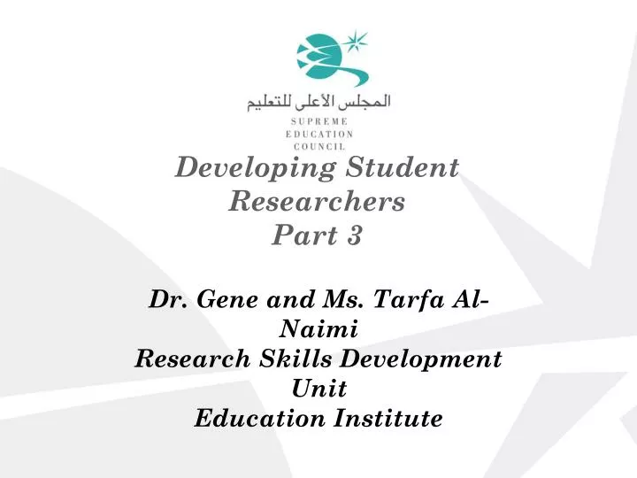 developing student researchers part 3
