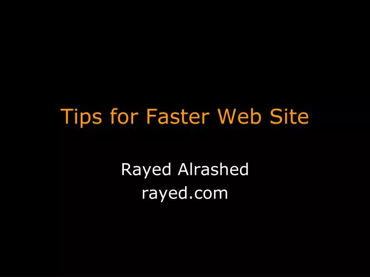 tips for faster web site