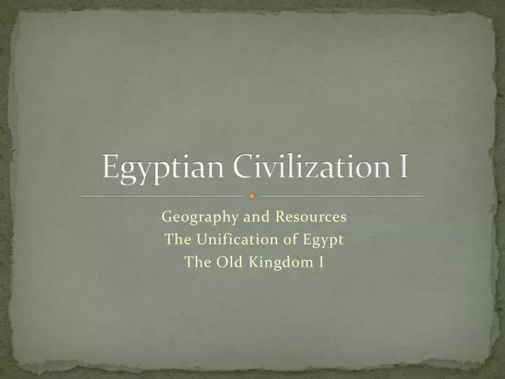 egyptian civilization i