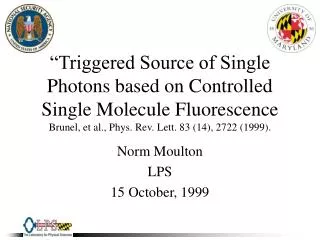 Norm Moulton LPS 15 October, 1999