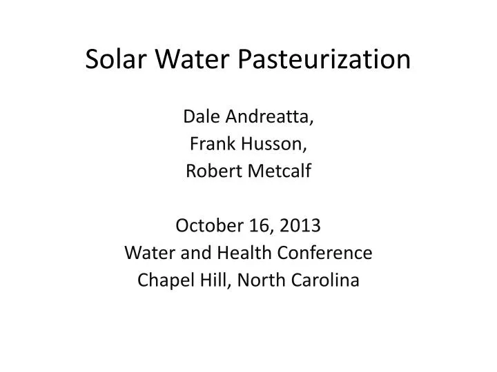 solar water pasteurization
