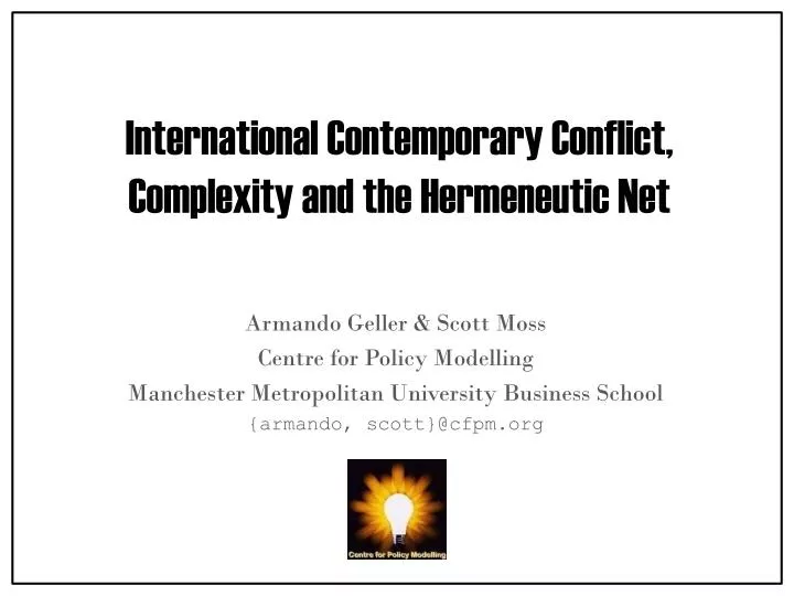 international contemporary conflict complexity and the hermeneutic net