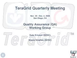 Start of Quality Assurance Working Group