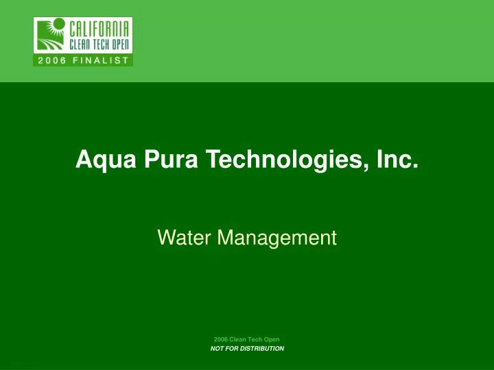 aqua pura technologies inc