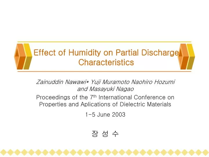 effect of humidity on partial discharge characteristics