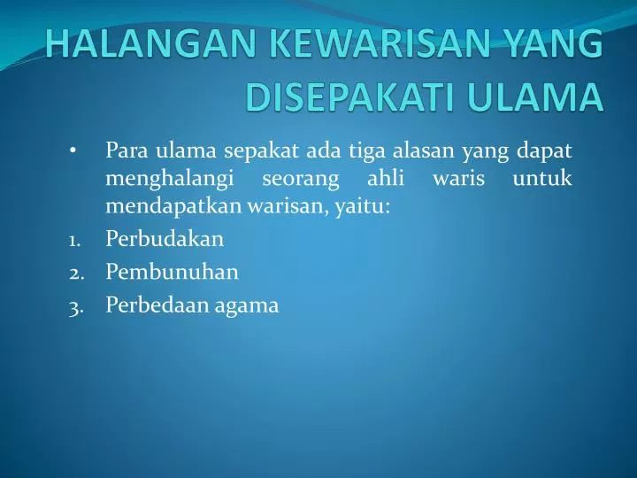 halangan kewarisan yang disepakati ulama