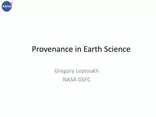 Provenance in Earth Science