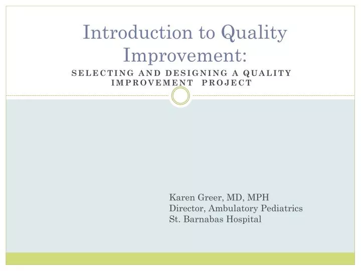 introduction to quality improvement presentation