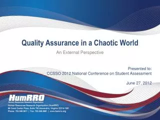 Presented to: CCSSO 2012 National Conference on Student Assessment June 27, 2012