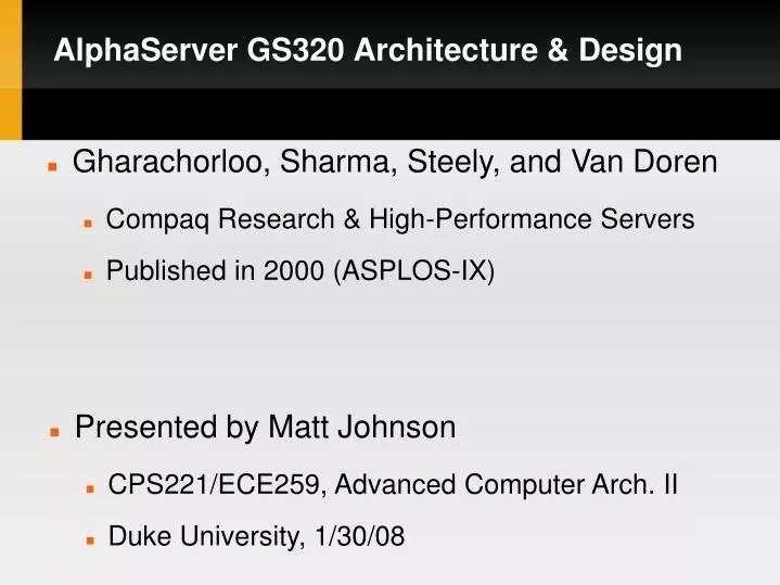 alphaserver gs320 architecture design