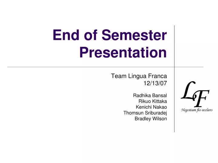 end of semester presentation