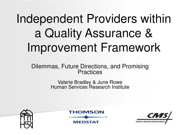 independent providers within a quality assurance improvement framework