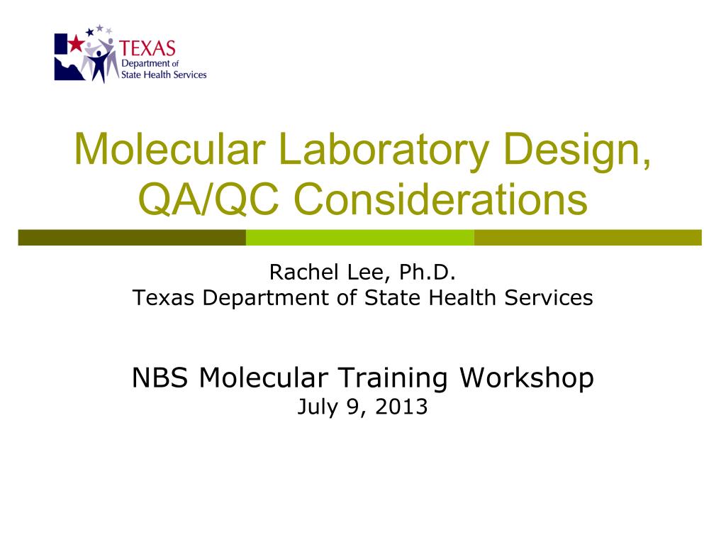 PPT - Molecular Laboratory Design, QA/QC Considerations PowerPoint ...