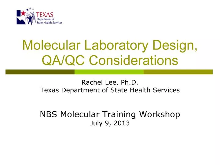 molecular laboratory design qa qc considerations