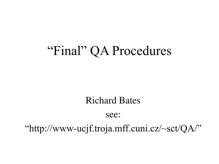 final qa procedures