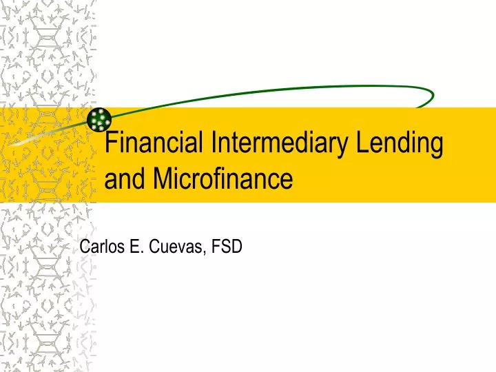 financial intermediary lending and microfinance